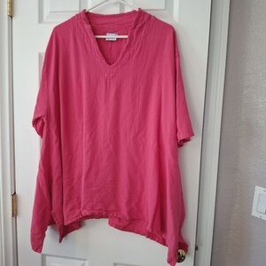 Oh My Gauze! Asymmetrical Short Sleeve Tunic Top Sz 1 Sm 6-10 Lagenlook Artsy